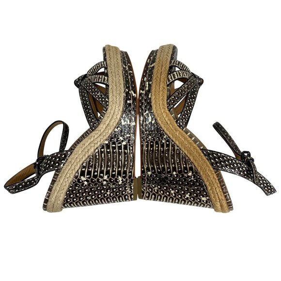 COACH Dalton Snakeskin / Braided Jute Espadrille Wedge Sandals Womens SZ 6 FLAW - Picture 7 of 8